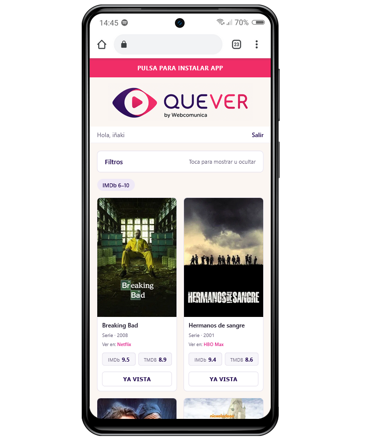 QUEVER - Free app to decide what to watch on streaming