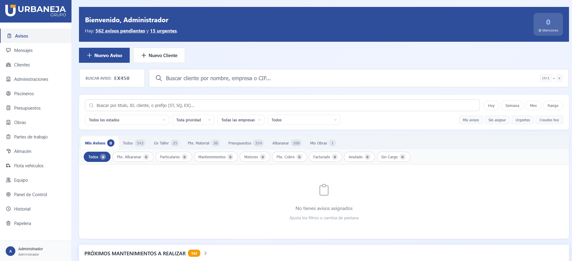 Service tickets and work orders CRM for Grupo Urbaneja